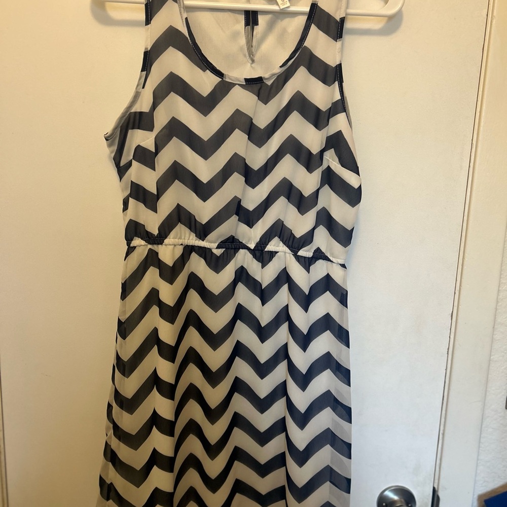 Chevron Patterned Black and White Dress